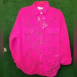 1020 NWOT Sweet Generis Crochet Lace Button-Up Shirt